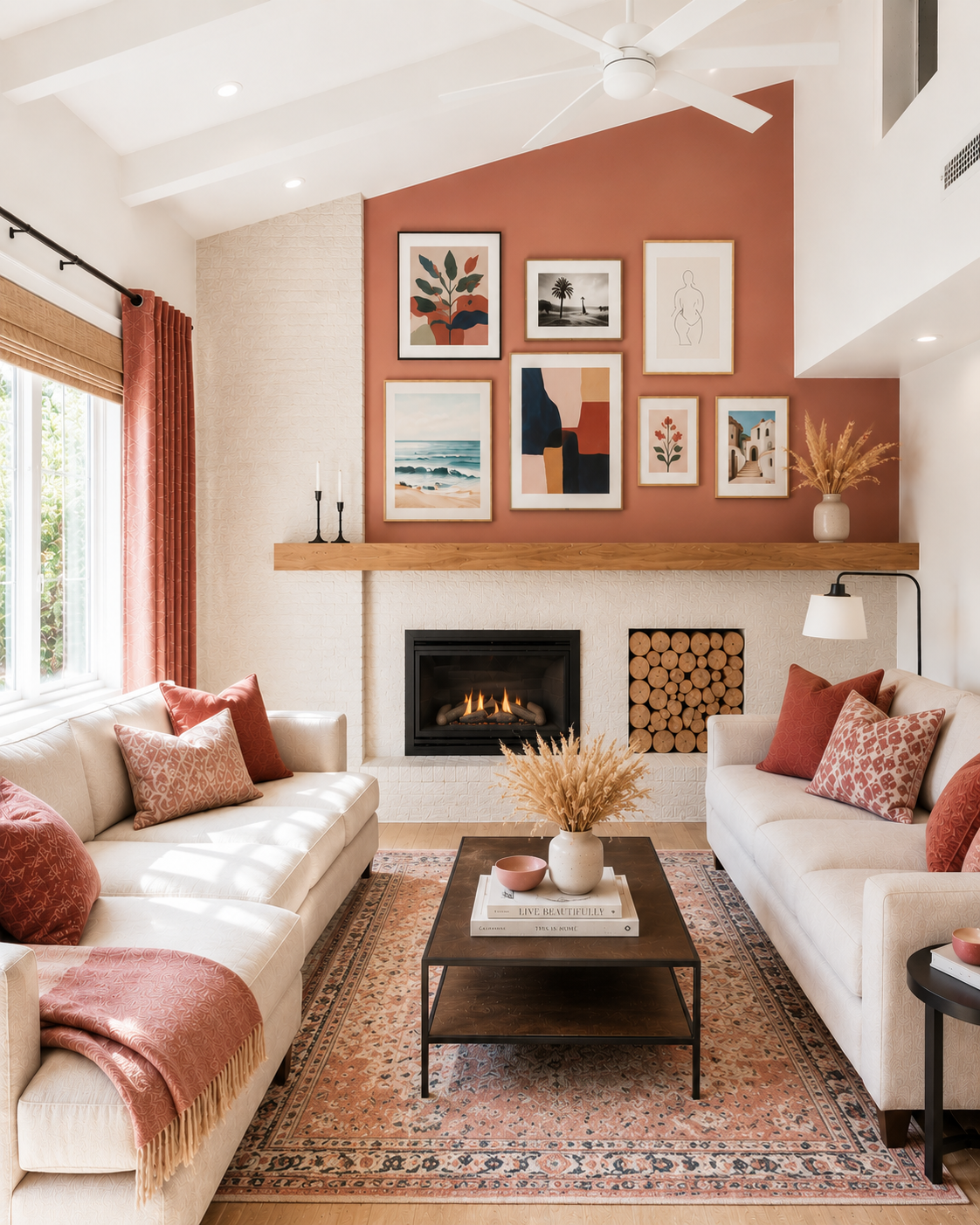 Split Level Red_Pink Living Room
