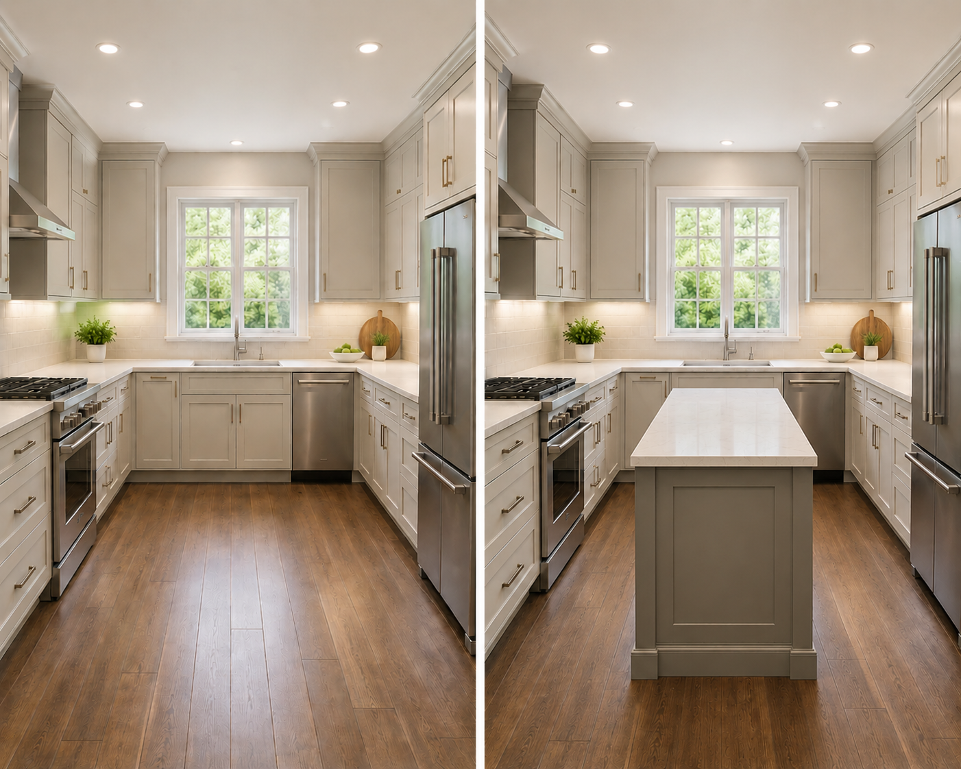 Transitional Kitchen - Before_After island