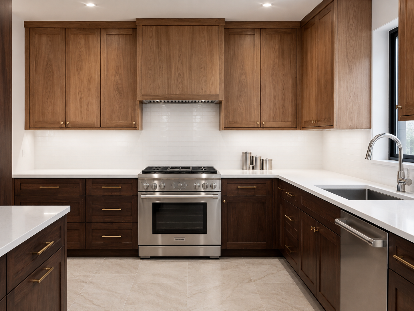 Two Tone Cabinets Walnut