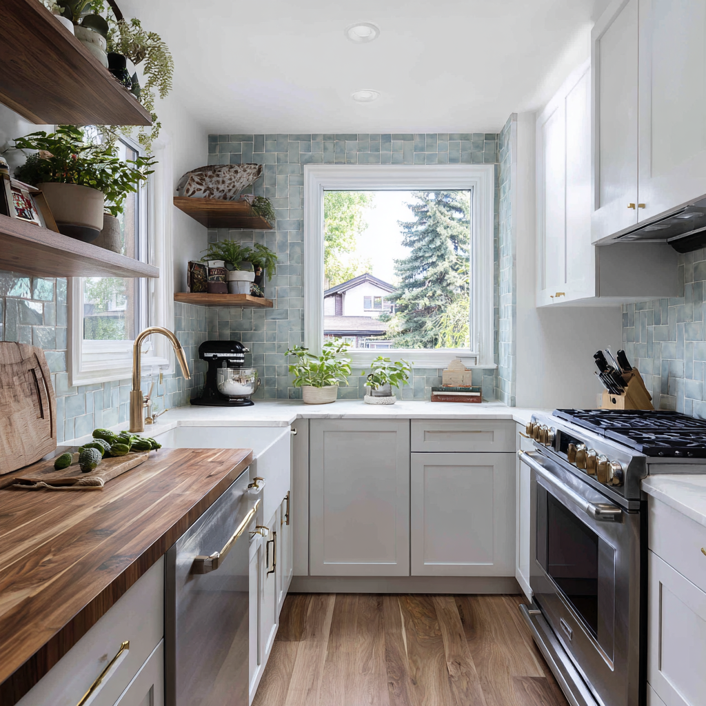 U-Shaped kitchen large window