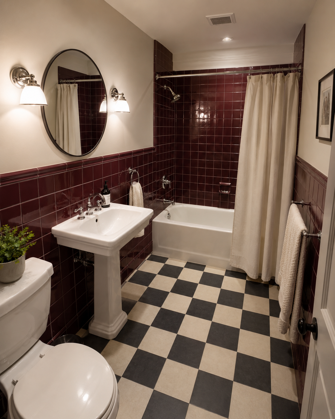 Windowless Bathroom Retro Colors