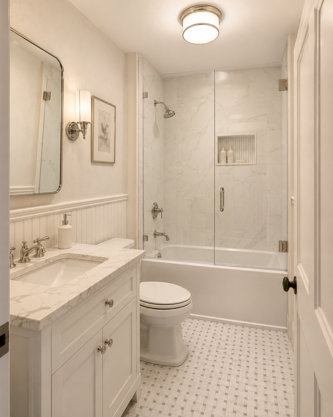 Windowless Bathroom White on White
