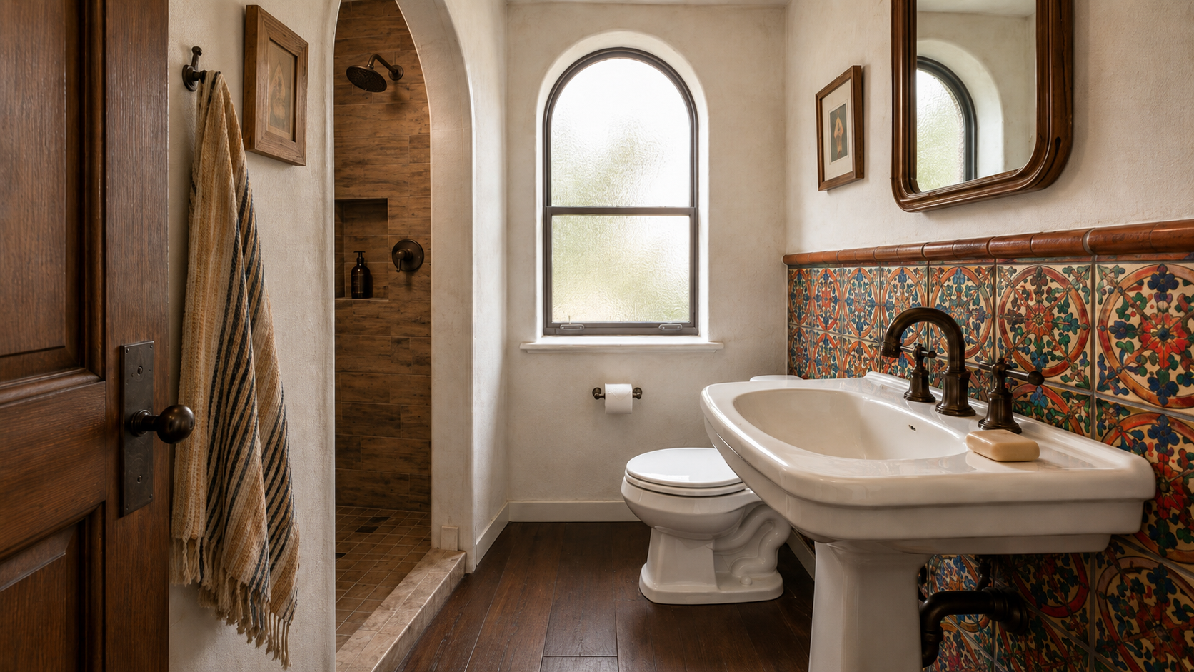 Wood Floor Bathroom Artsy Tiles
