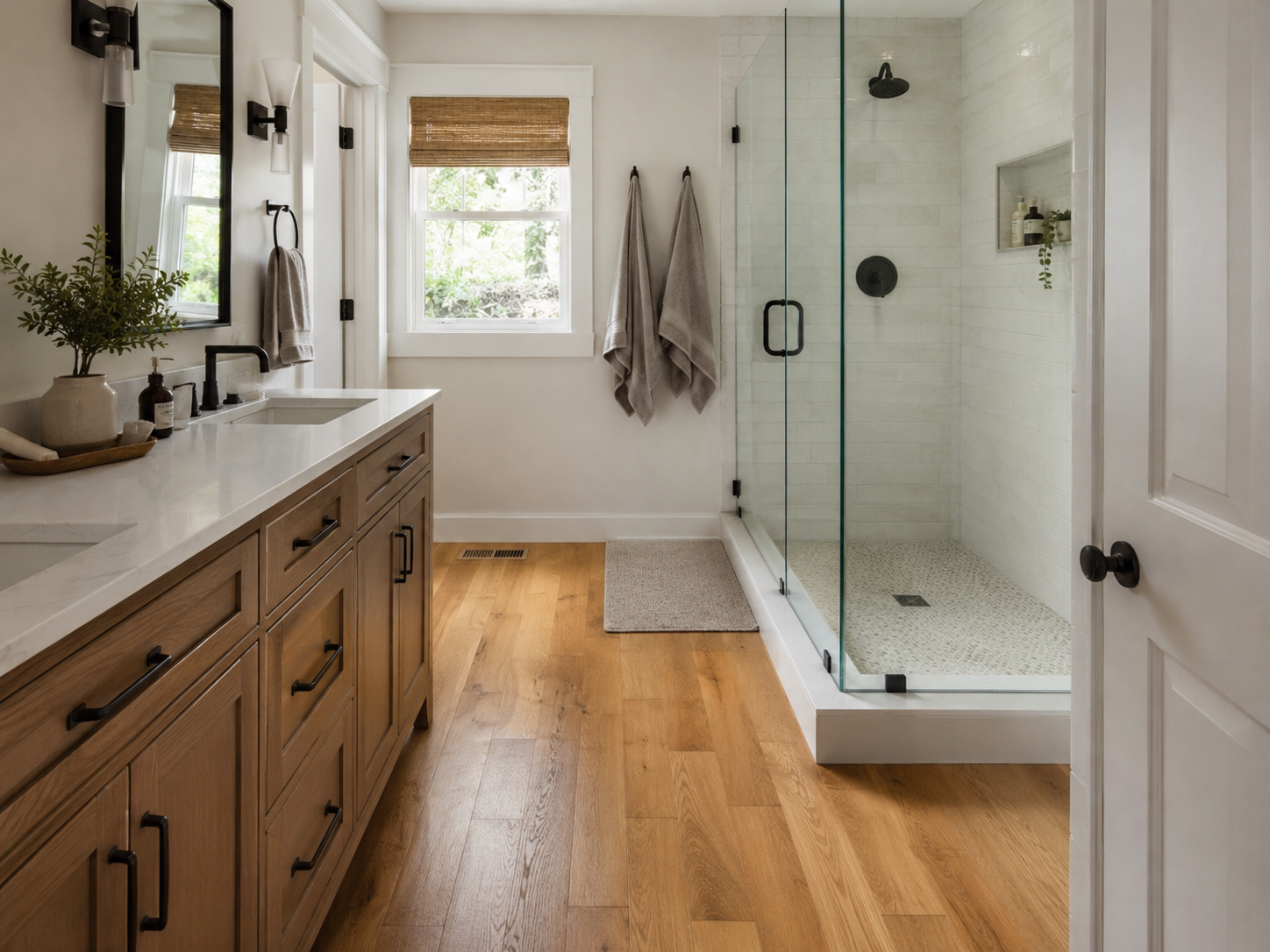 Wood Floor Glass Shower