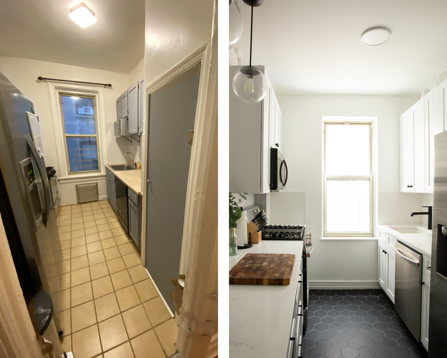 before-after-kitchen-remodel-galley-white-cabinets