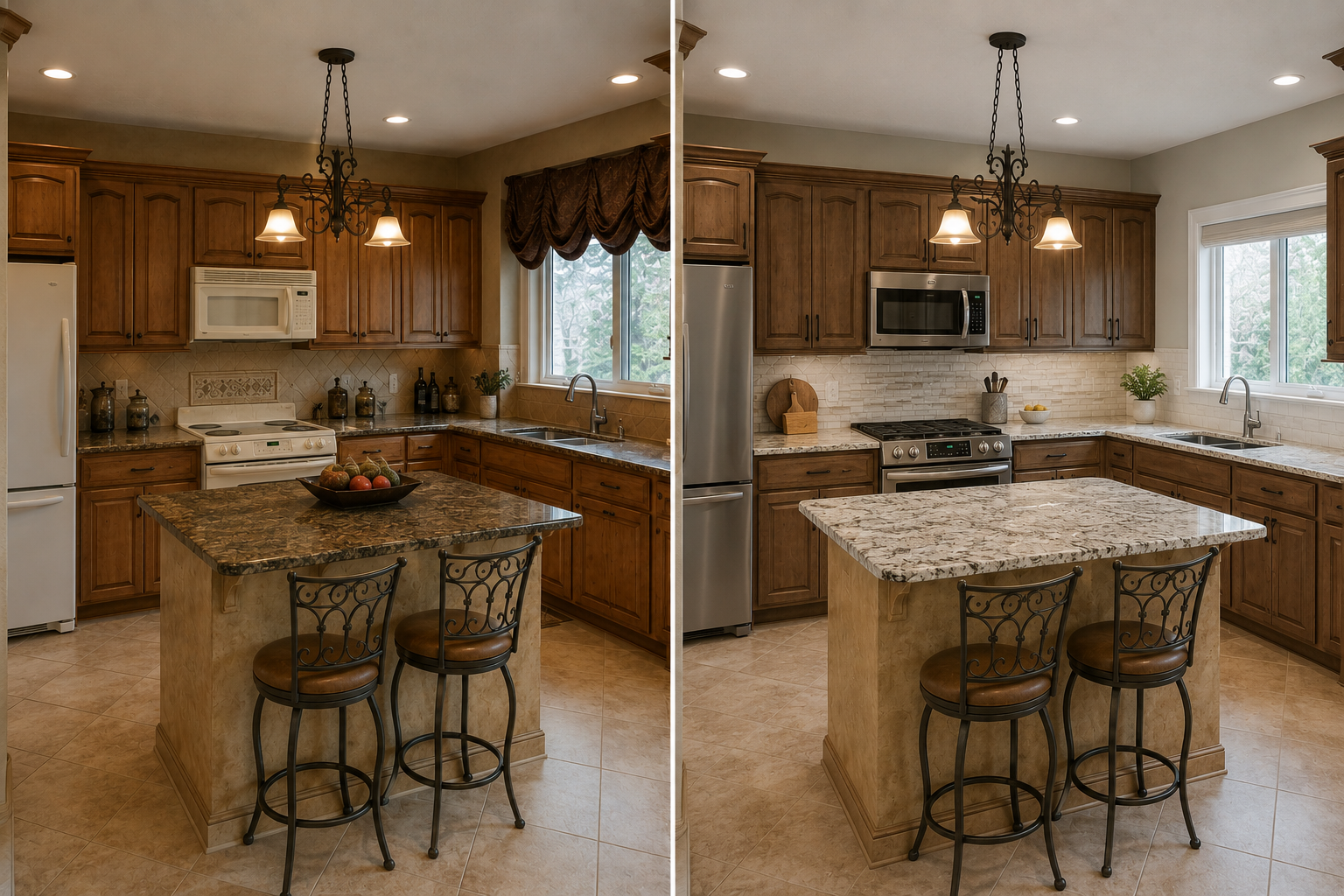 before and after — Tuscan kitchen