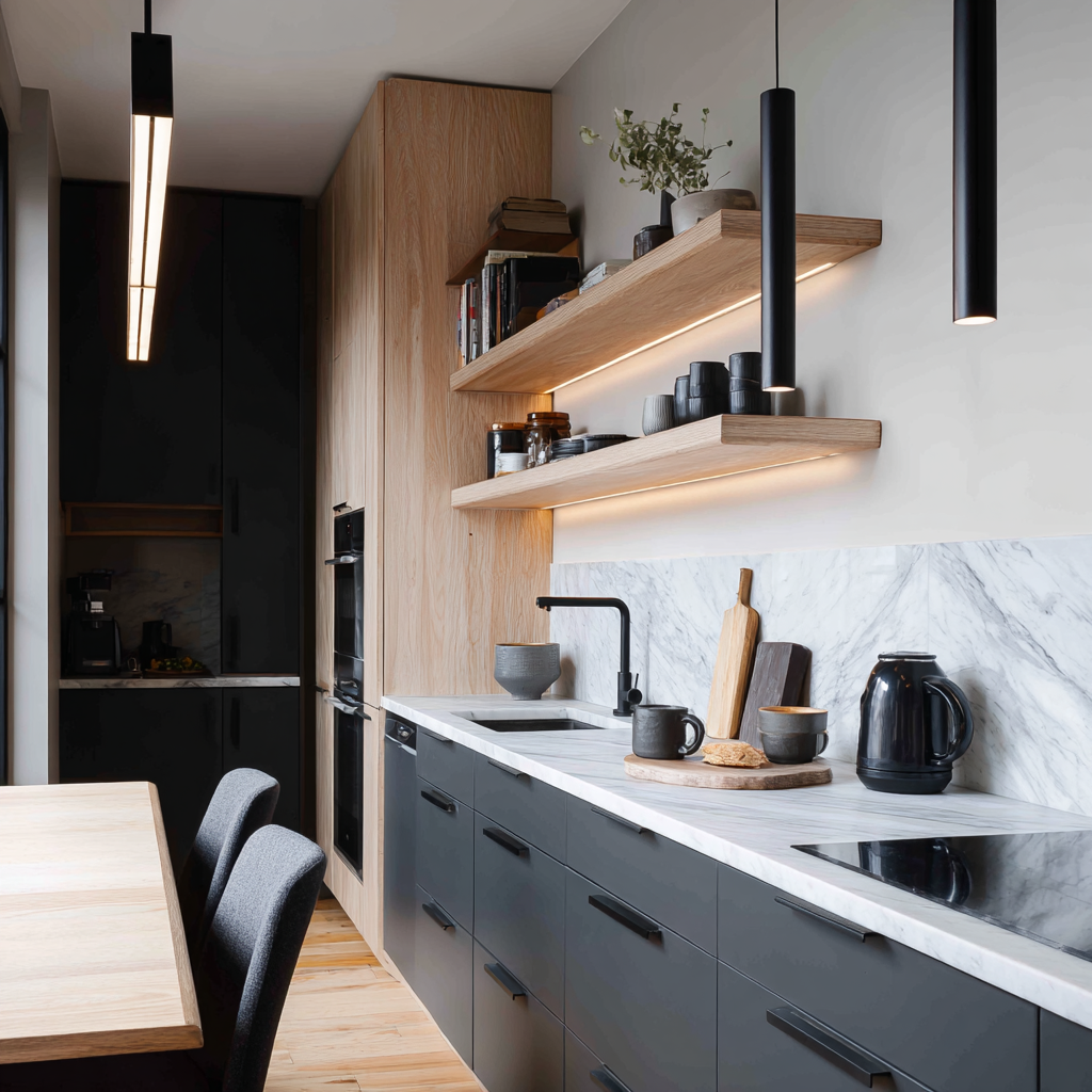 A compact Scandinavian kitchen