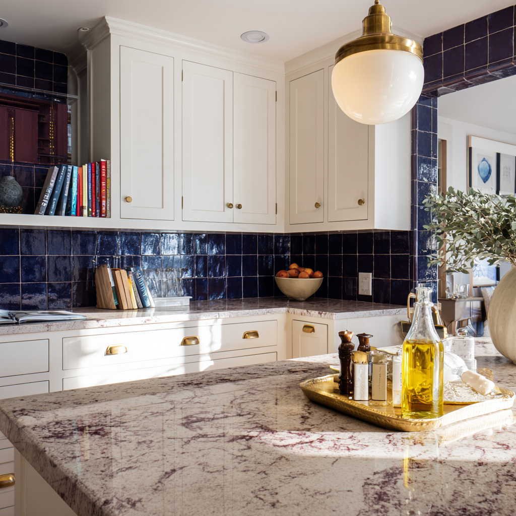 Backsplash Ideas for White Cabinets & Granite Countertops