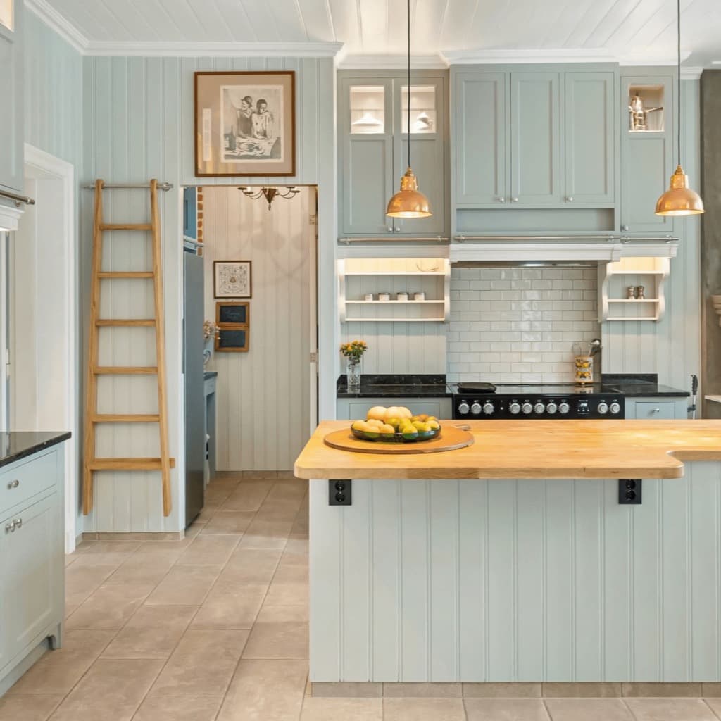 Kitchen stripped to the studs during a gut renovation